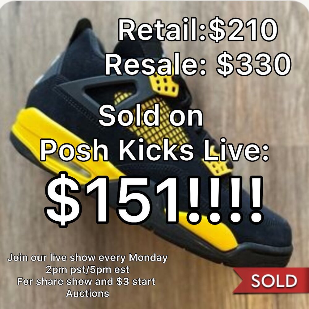 COPY - $3 START!! JOIN LIVE!! Air Jordan 4 Thunder Yellow Size 10